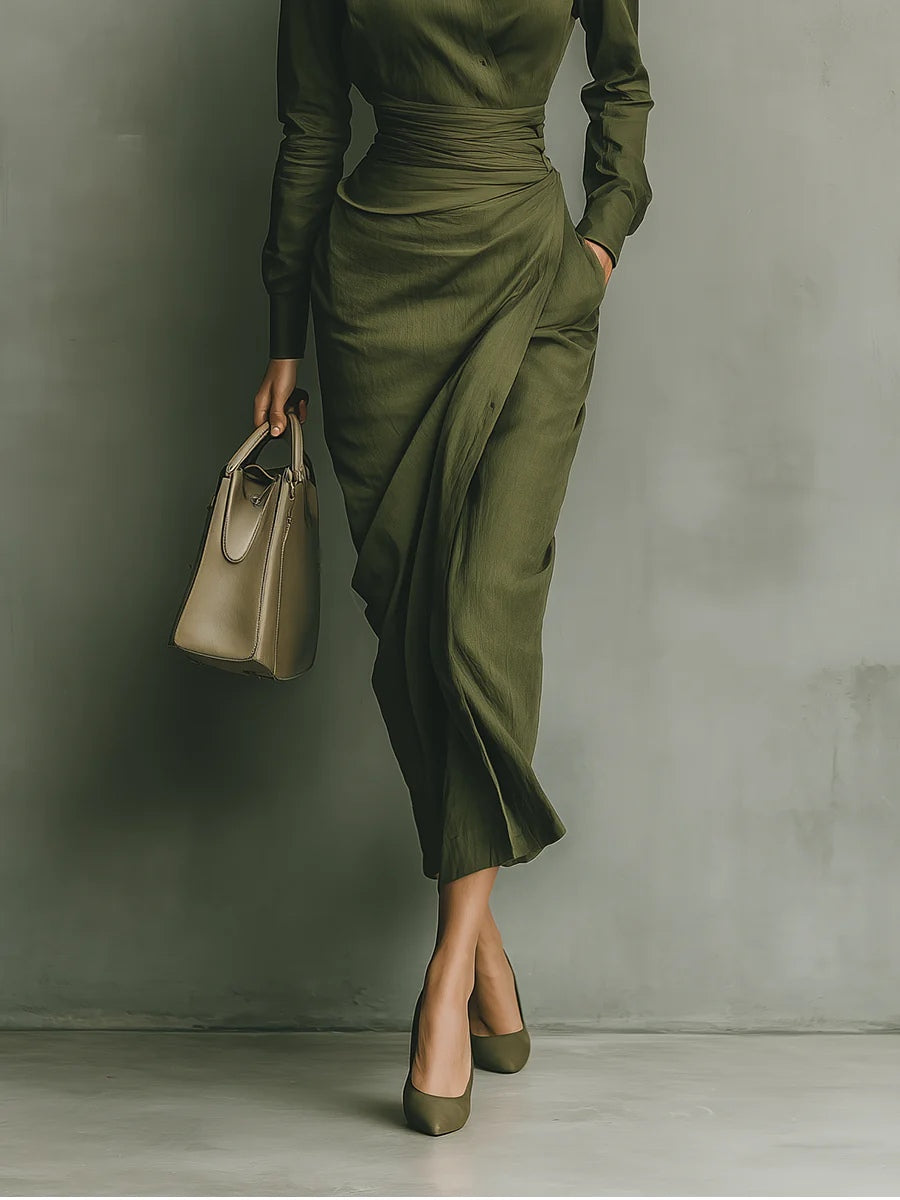 Nessa™ | Military Green Maxi Dress