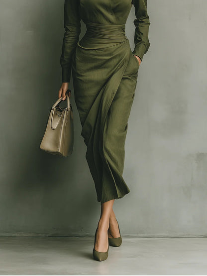 Nessa™ | Military Green Maxi Dress