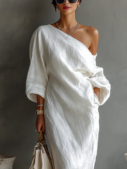Ariana™ | Elegant One-Shoulder Maxi Dress in White