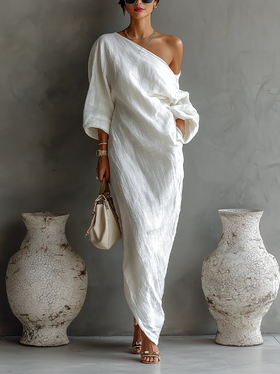 Ariana™ | Elegant One-Shoulder Maxi Dress in White