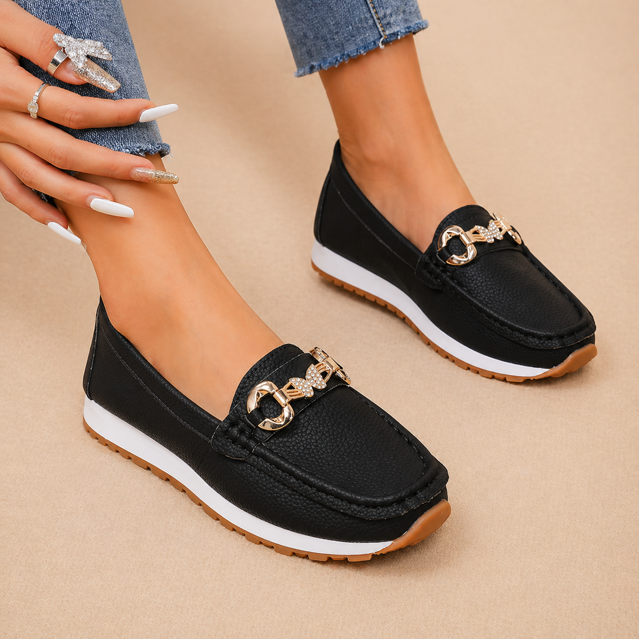 Alveria™ | Metallic Accent Comfort Loafers