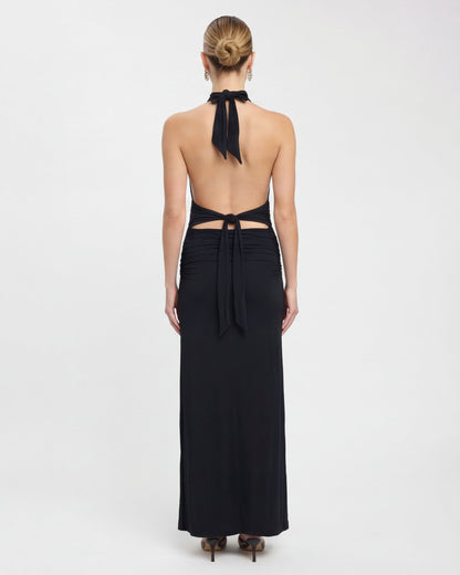 Nyx™ – Halter Maxi Dress (Late-Night Elegance & Bold Minimalism)