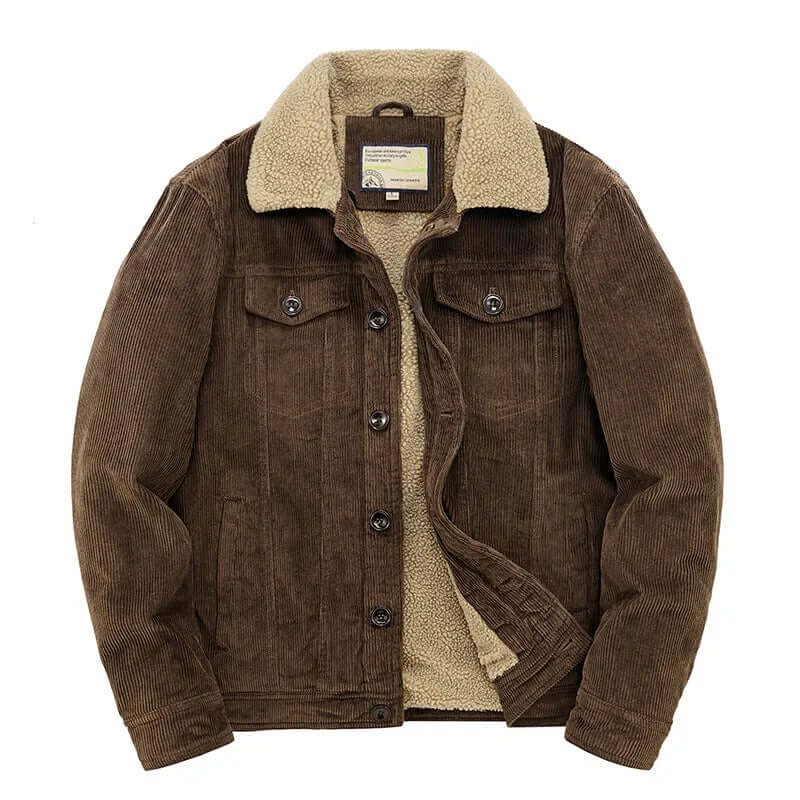Ryan Mens Corduroy Windbreaker Jacket, Relaxed Fit in Brown