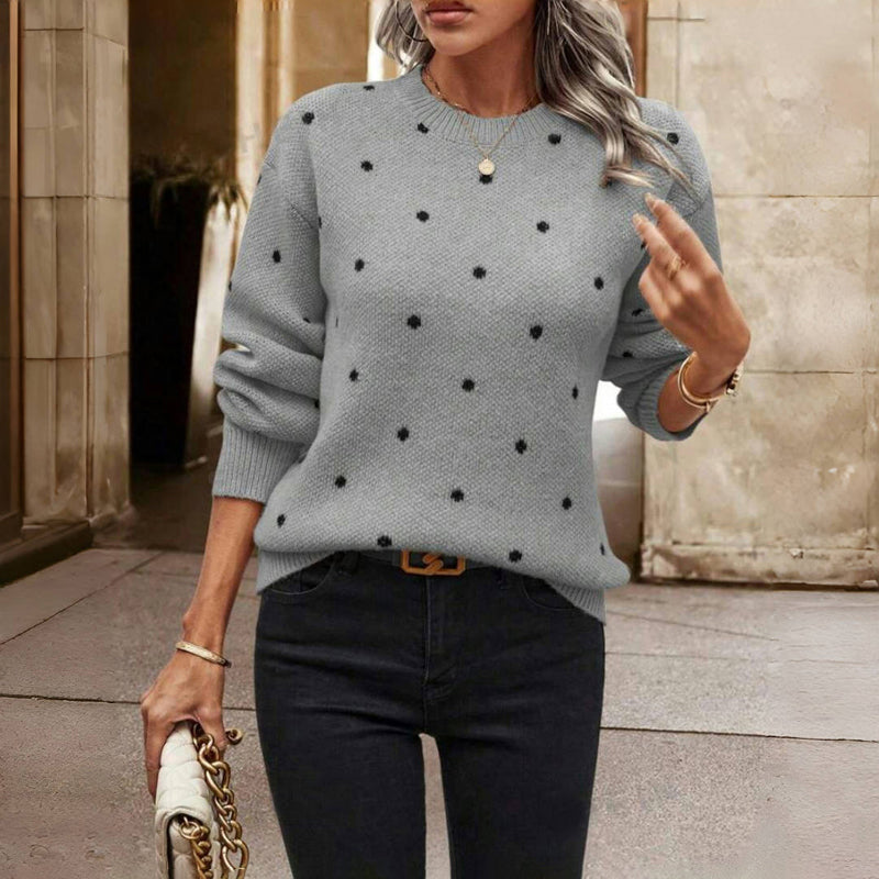 Women's Cozy Dot-Print Sweater, Relaxed Fit | Delicate Dotted Pattern, Soft Breathable Knit | 4 Colorways | S–XL