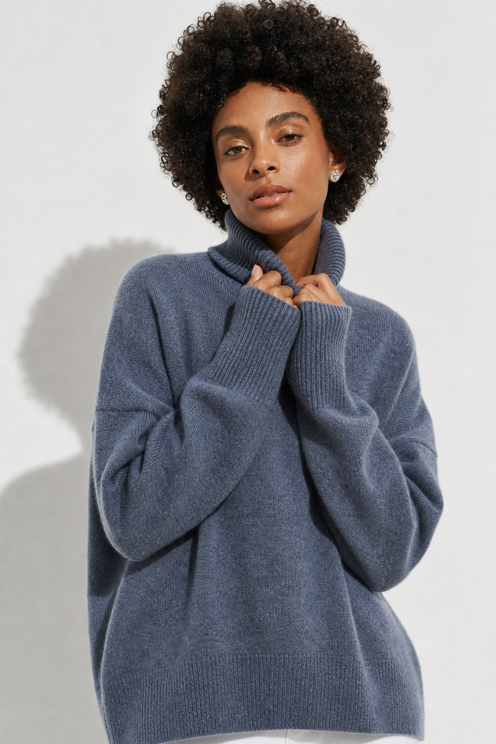 Sabrina Womens Oversized Turtleneck Sweater