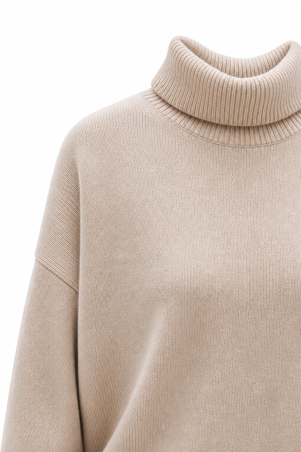 Sabrina Womens Oversized Turtleneck Sweater in Khaki