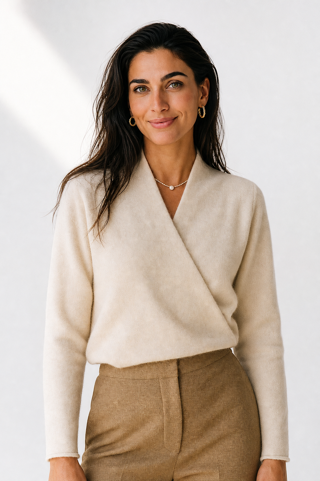 Kathryn Womens Cashmere Wrap Sweater with V-Neck