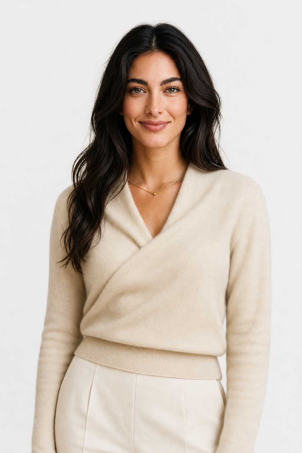 Teresa Womens Cashmere Sweater with Crossover Collar
