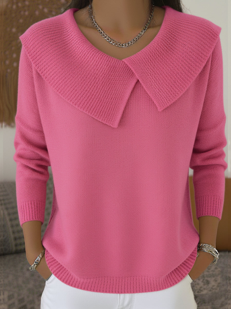 Aldene | Women's Collared Knit Sweater — Wide Fold-Over Collar Pullover in 7 Colors | Westmere