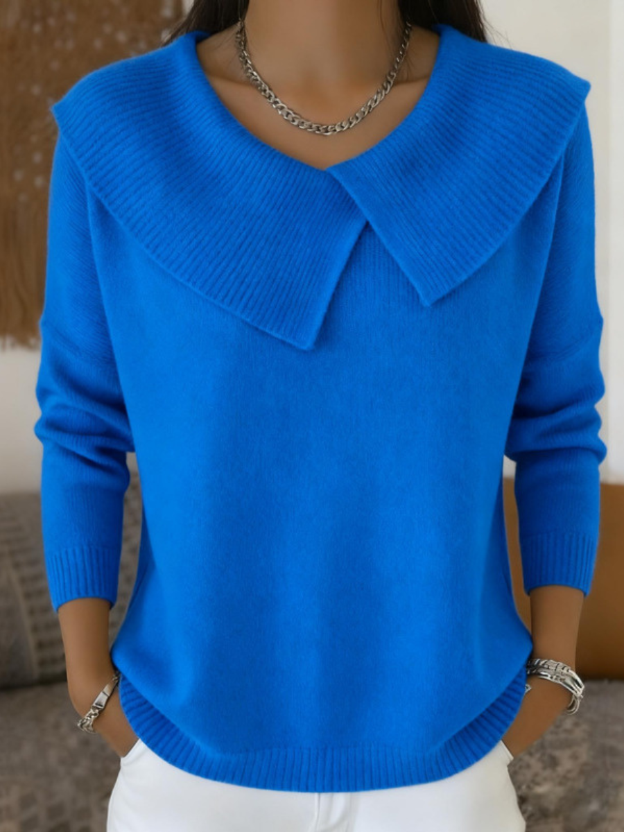 Aldene | Women's Collared Knit Sweater — Wide Fold-Over Collar Pullover in 7 Colors | Westmere