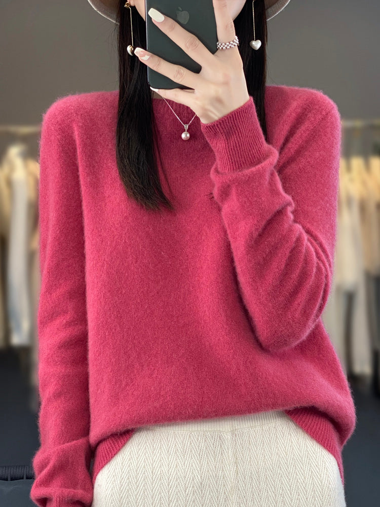 Aldora | Women's Relaxed Fit Knit Pullover Sweater — Soft Fuzzy Crew Neck in 14 Colors | Westmere