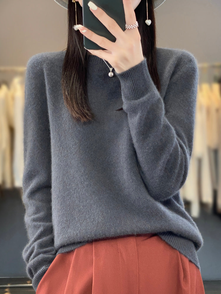 Aldora | Women's Relaxed Fit Knit Pullover Sweater — Soft Fuzzy Crew Neck in 14 Colors | Westmere
