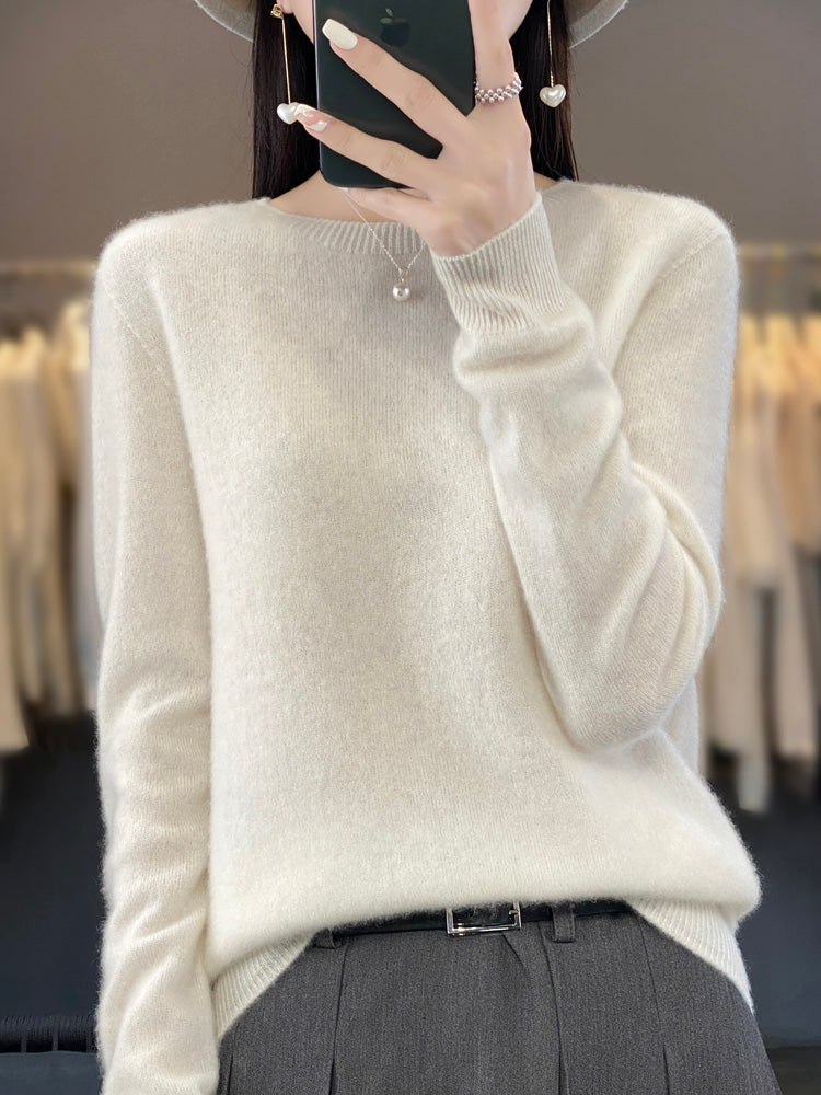 Aldora | Women's Relaxed Fit Knit Pullover Sweater — Soft Fuzzy Crew Neck in 14 Colors | Westmere