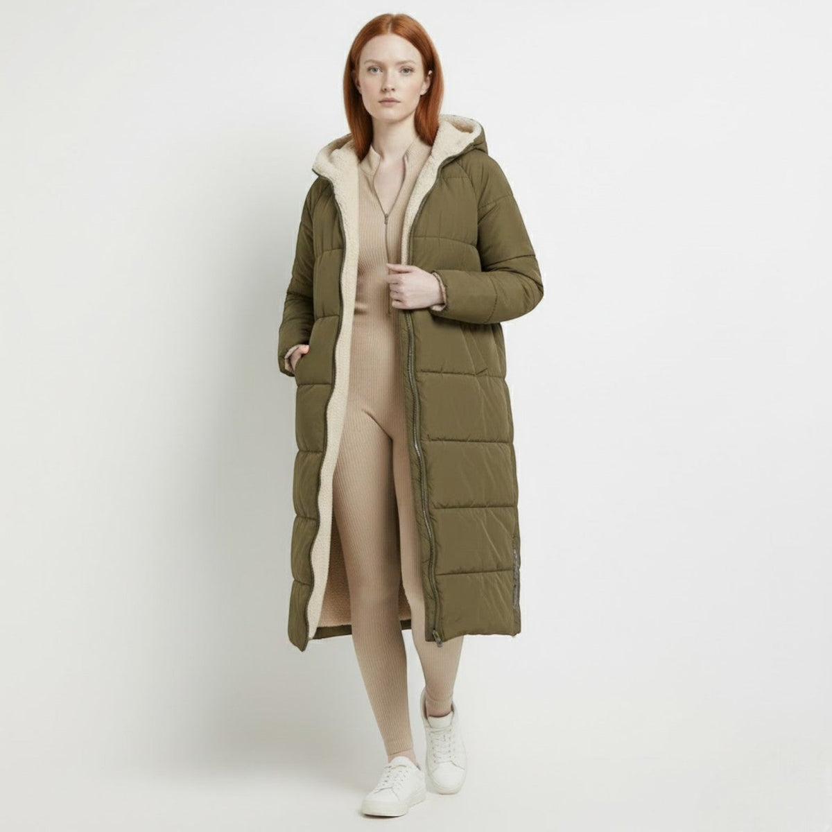 Alessia Womens Reversible Winter Jacket in Green