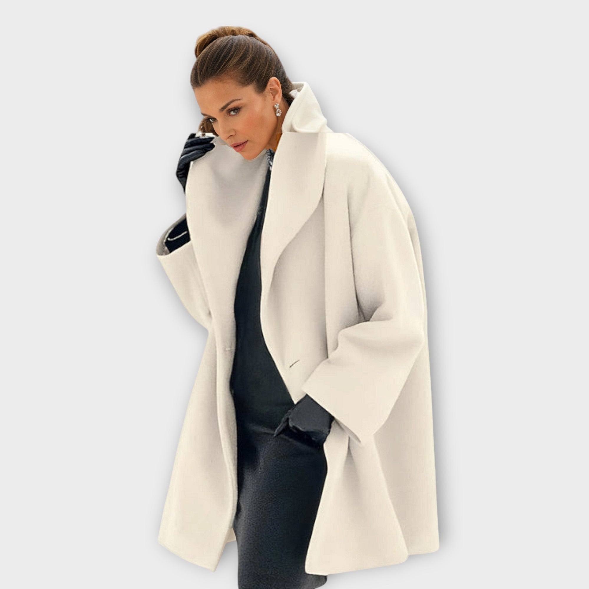 Women’s Hooded Coat – Oversized Thigh-Length Fit – Cozy Statement Style