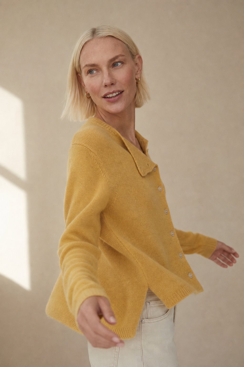 Amélise Womens Asymmetric Button Cashmere Blend Sweater