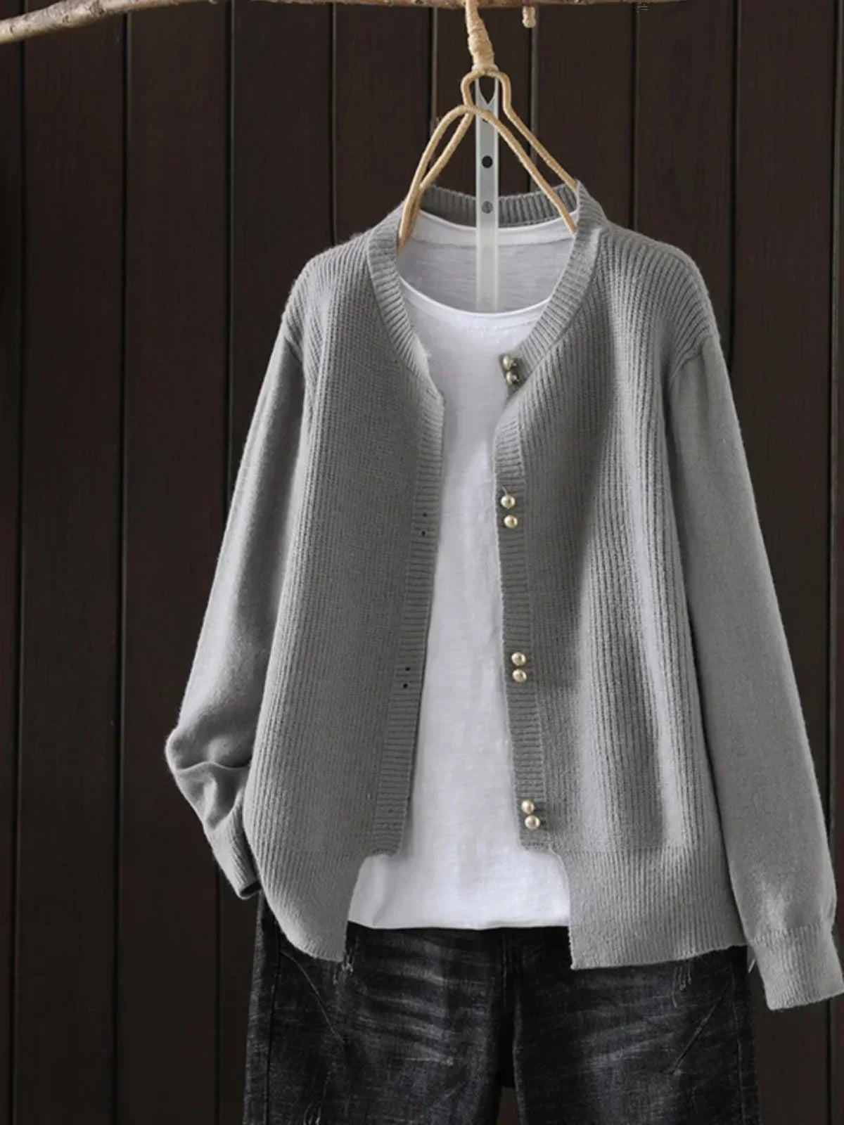 Arveth | Women's Button-Up Knit Cardigan — Pearl Button Round Neck Layer in 6 Colors | Westmere