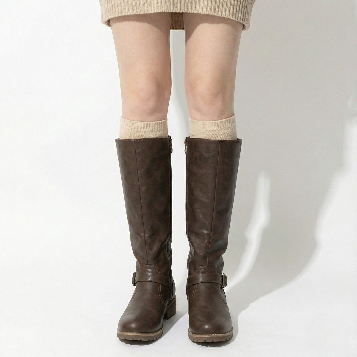 Aurela Womens Knee-High Boots with Supportive Sole