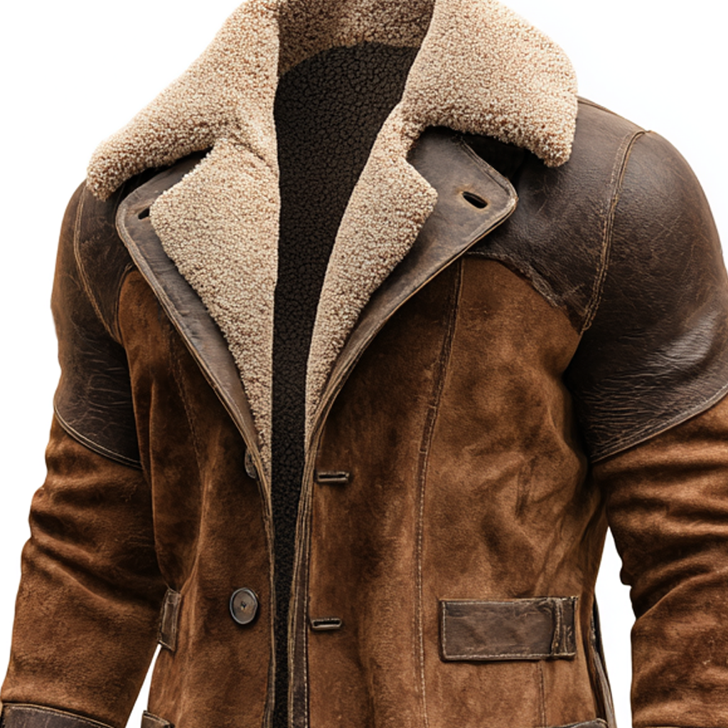 Mond™ | Vintage Brown PU Leather Coat with Fur