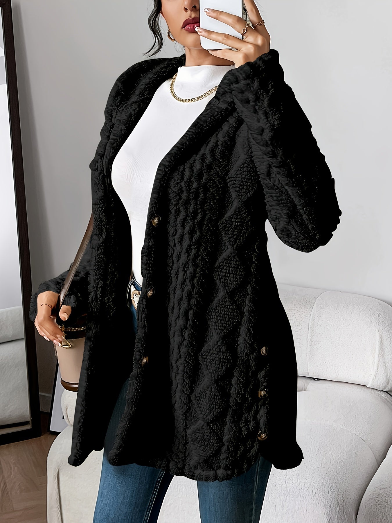Women's Plush Hooded Cardigan, Ultra-Soft Layer | Roomy Hood, Relaxed Draped Everyday Fit | 8 Colorways | S–2XL