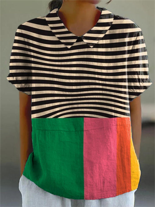 Eva™ | Bold Stripes and Color Block Shirt