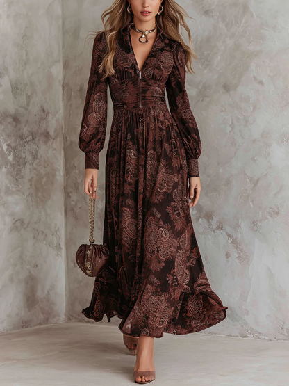 Alliyah™ | Maxi Dress with Paisley Print and Fitted Waist