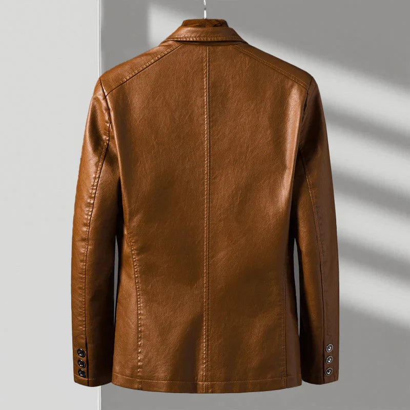 Sutton Mens Leather Blazer Jacket, Tailored Fit