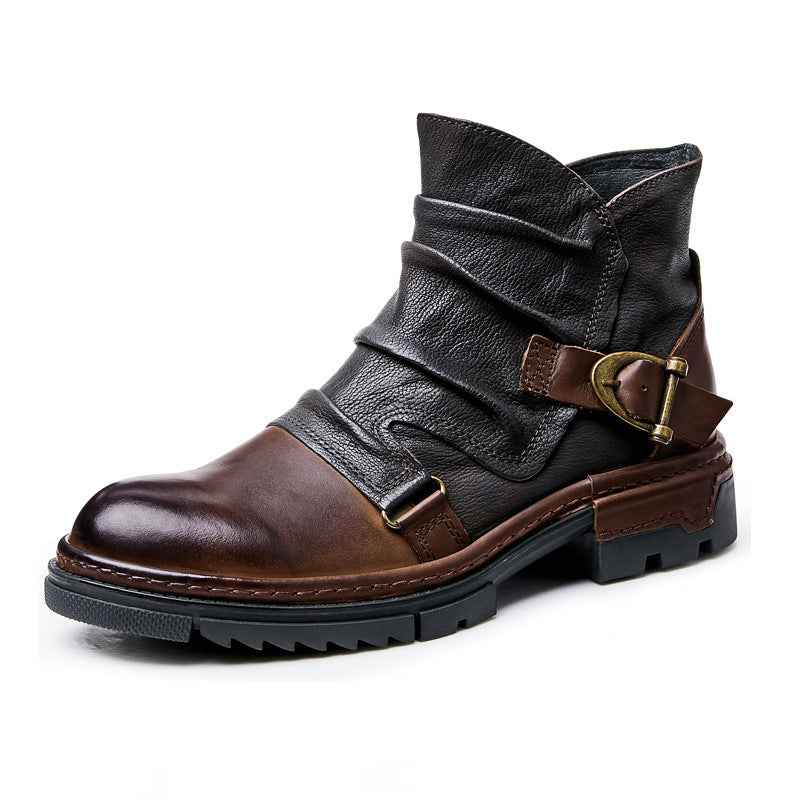 Stan - Plain brown men's boots with laces