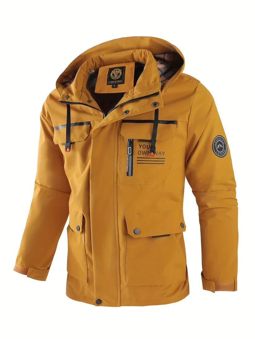 Glen Mens Waterproof Winter Jacket with Hood in Yellow