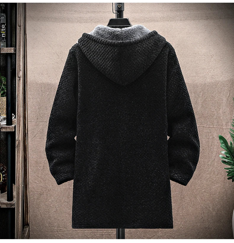 Seth Mens Wool Cashmere Blend Hooded Jacket