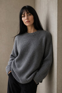 Deanna | Womens Pure Cashmere Oversized Sweater | Relaxed Fit, Soft Warm Knit | Gray, White or Brown Sizes S-2XL