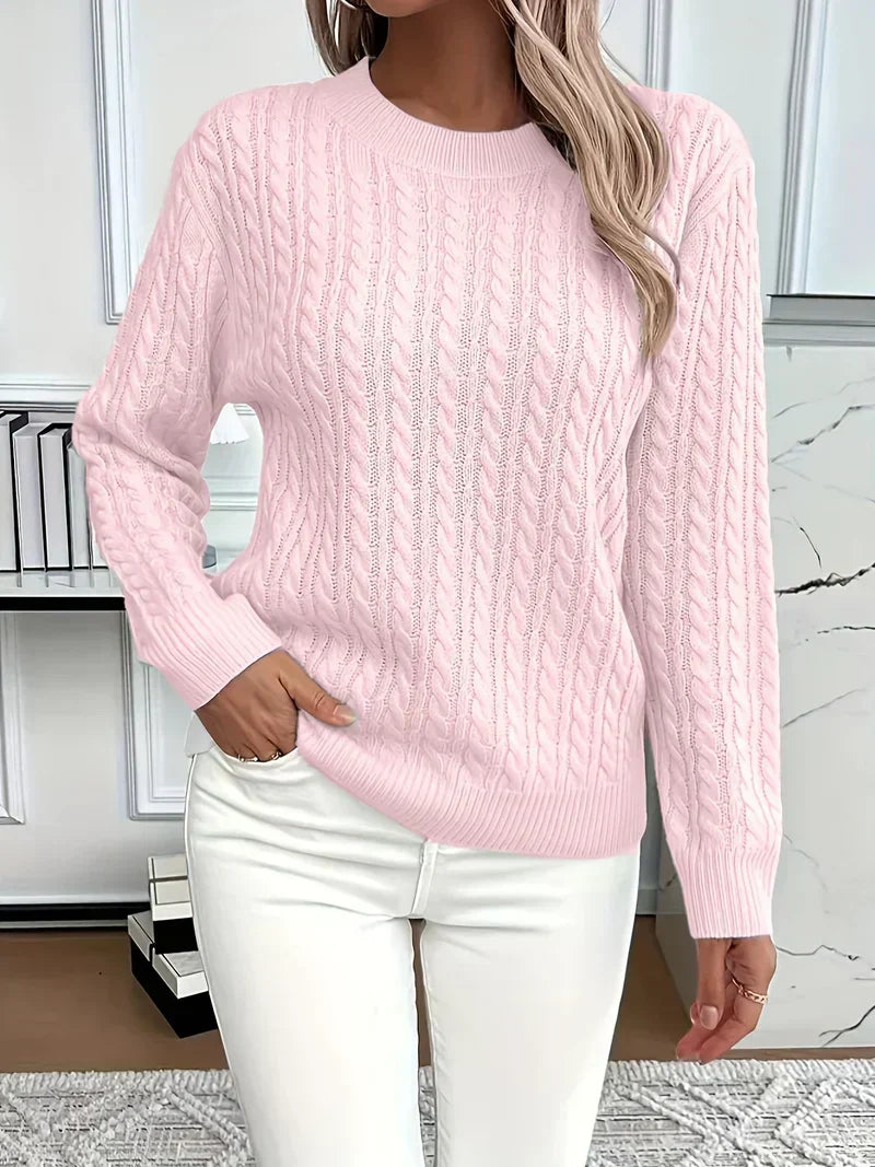 Brenna | Women's Cable Knit Crew Neck Sweater — Classic Pullover in 9 Colors, XS–3XL | Westmere