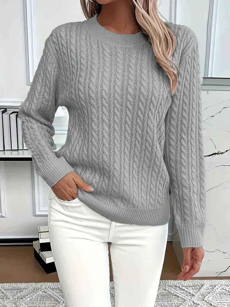 Brenna | Women's Cable Knit Crew Neck Sweater — Classic Pullover in 9 Colors, XS–3XL | Westmere