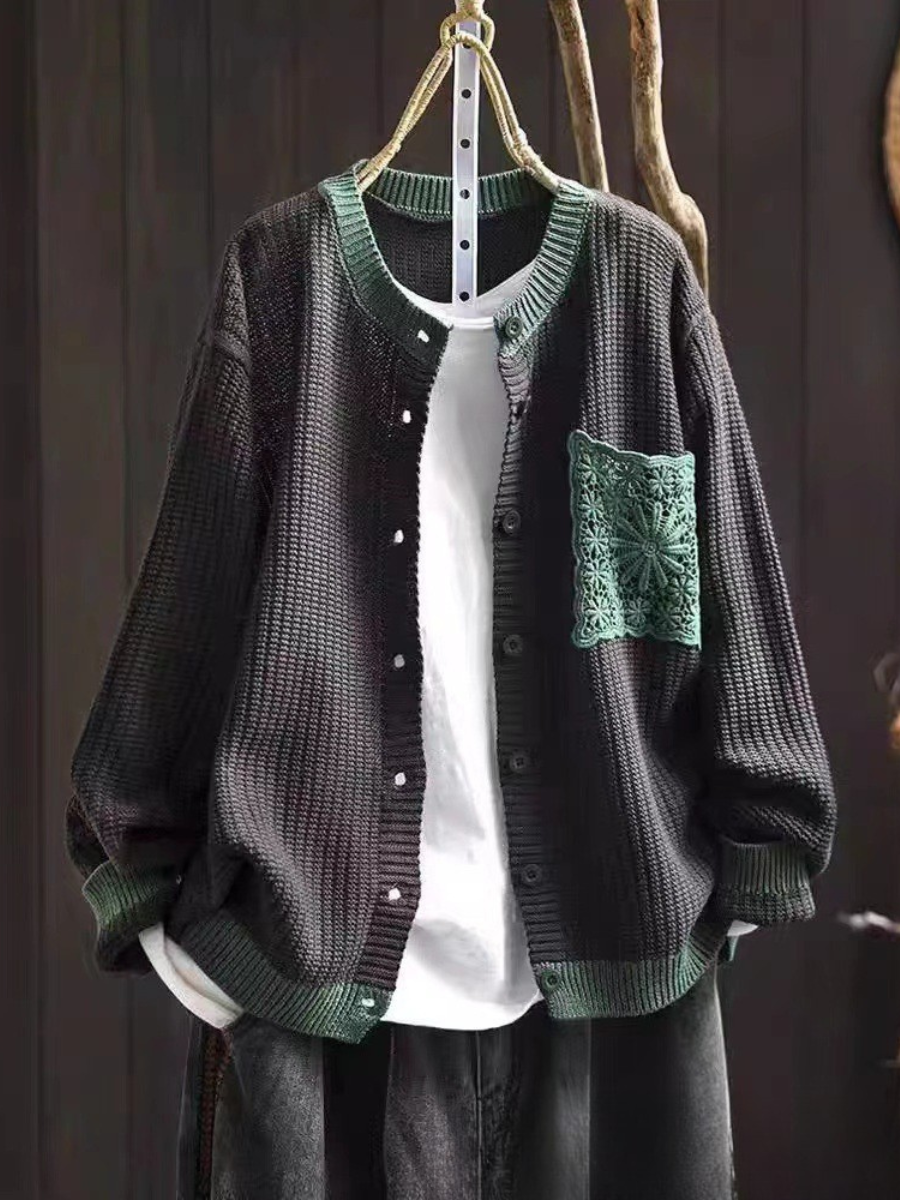 Brielle | Women's Button-Front Knit Cardigan — Lace Chest Pocket Detail in 9 Colors | Westmere