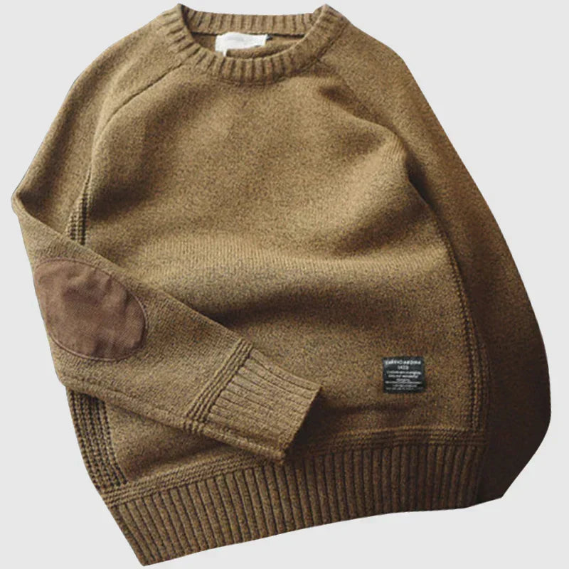 Fabian | Herren Klassischer Strickpullover mit Ellbogenpatches — Winter-Knit in 4 Farben | Westmere