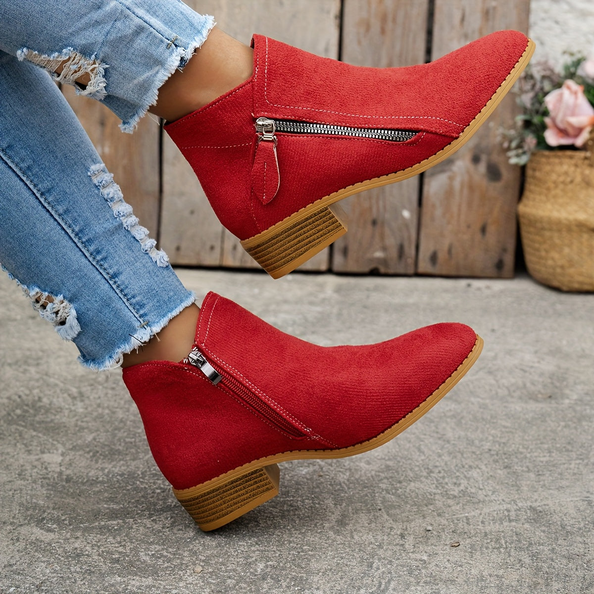 Raya Womens Ankle Boots with Side Zipper