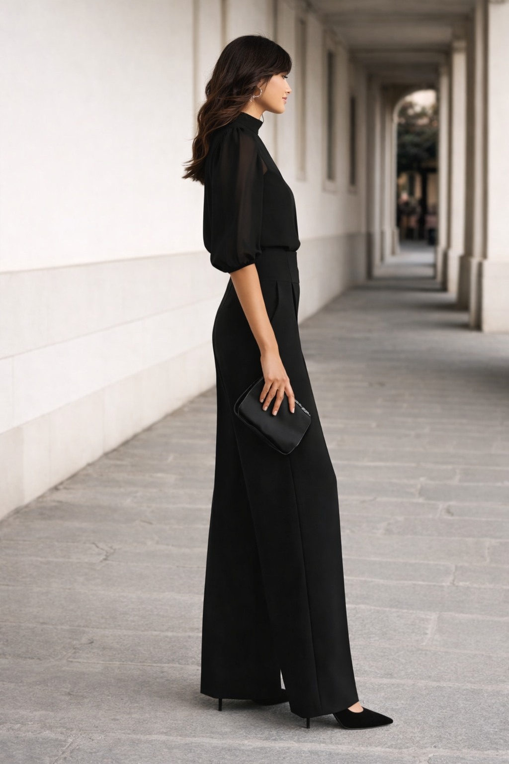 Valentina™ | Three-Piece Set Sheer Camisole and Wide-Leg Pants