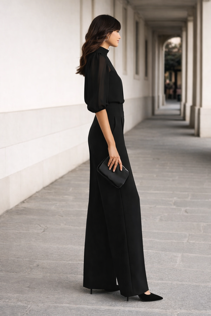 Valentina™ | Three-Piece Set Sheer Camisole and Wide-Leg Pants