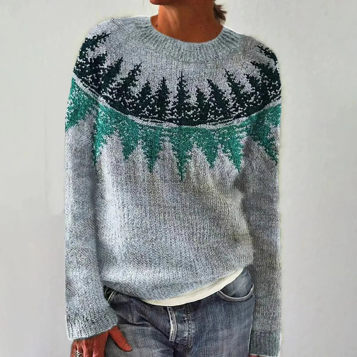Women's Nordic-Print Knit Sweater, Relaxed Fit | Boat Neckline, Multicolor Pattern | 7 Colorways | 2XS–4XL