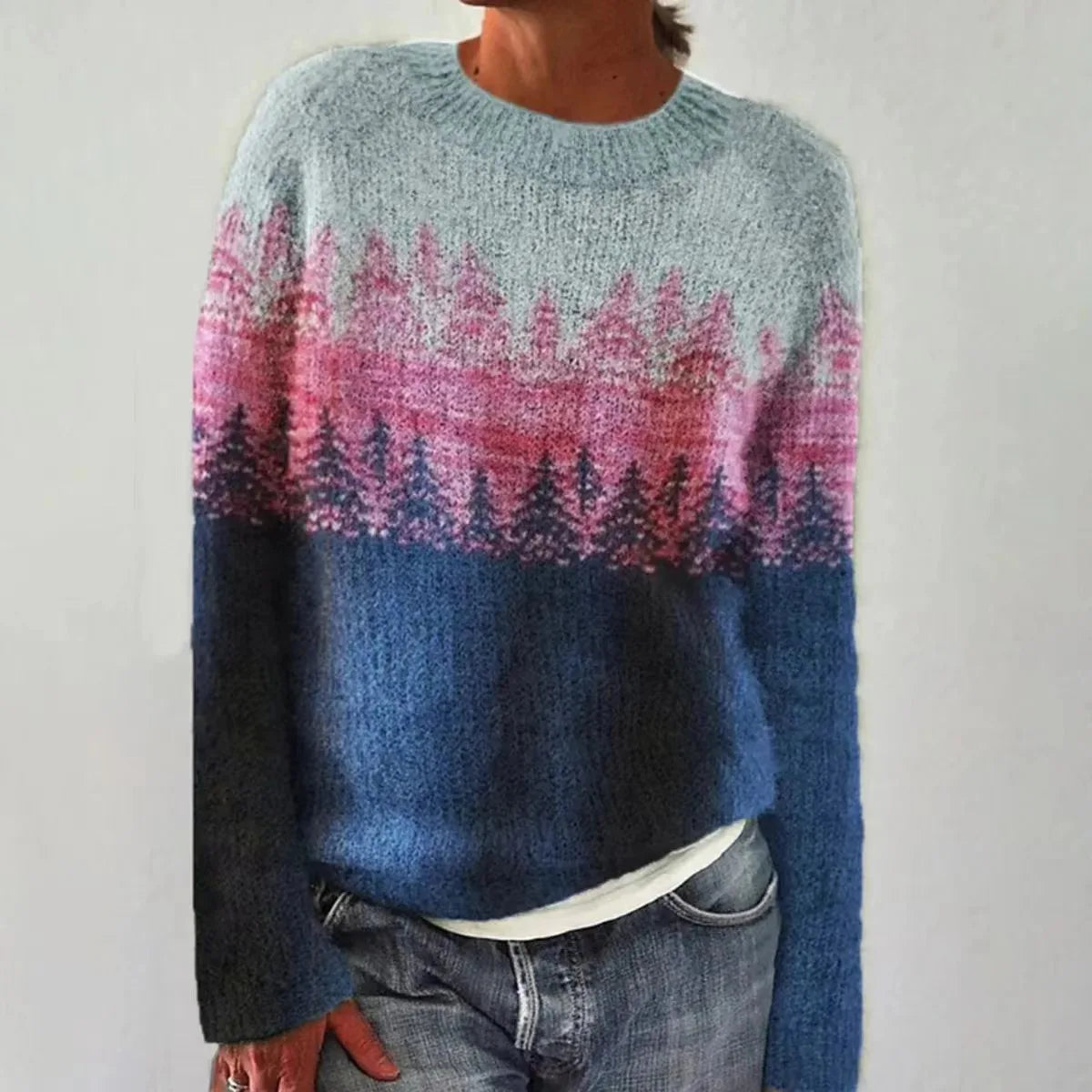 Women's Nordic-Print Knit Sweater, Relaxed Fit | Boat Neckline, Multicolor Pattern | 7 Colorways | 2XS–4XL