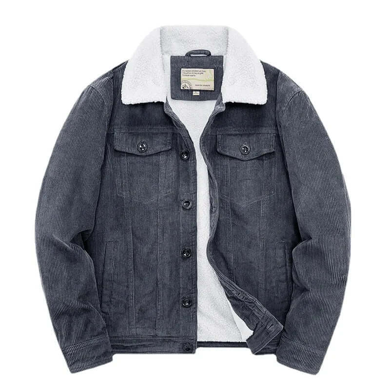 Ryan Mens Corduroy Windbreaker Jacket, Relaxed Fit in Gray