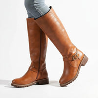 Camila | Womens Leather Knee-High Boots with Buckle Detail | Supportive Winter Sole | Brown, Black, Coffee Sizes US 4.5-11