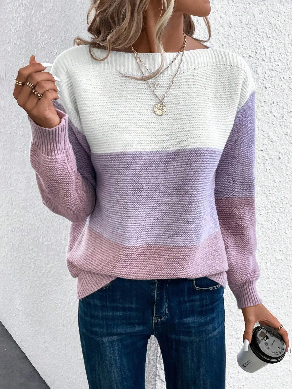 Casmira | Women's Color Block Pullover Sweater — Tonal Panel Knit with Boat Neckline | Westmere