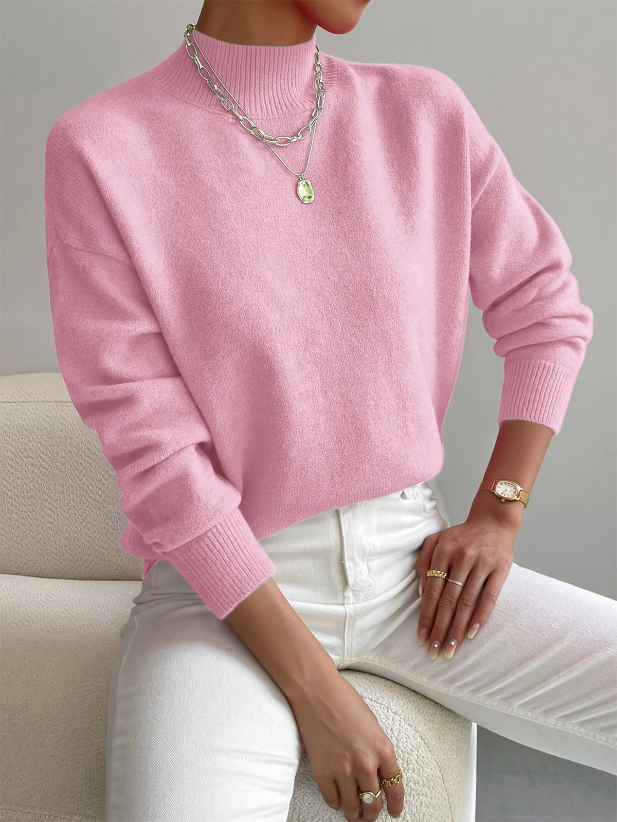 Cassia | Women's Mock Neck Pullover Sweater — Soft Knit Everyday Layer in 10 Colors | Westmere