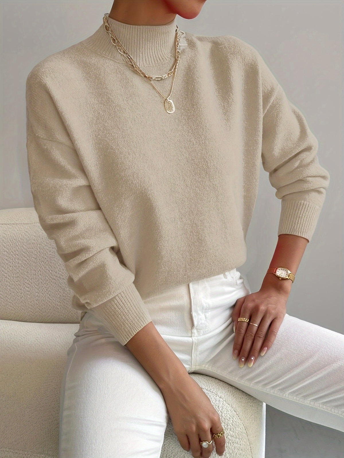 Cassia | Women's Mock Neck Pullover Sweater — Soft Knit Everyday Layer in 10 Colors | Westmere