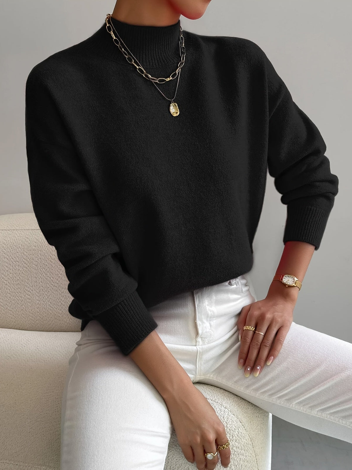 Cassia | Women's Mock Neck Pullover Sweater — Soft Knit Everyday Layer in 10 Colors | Westmere