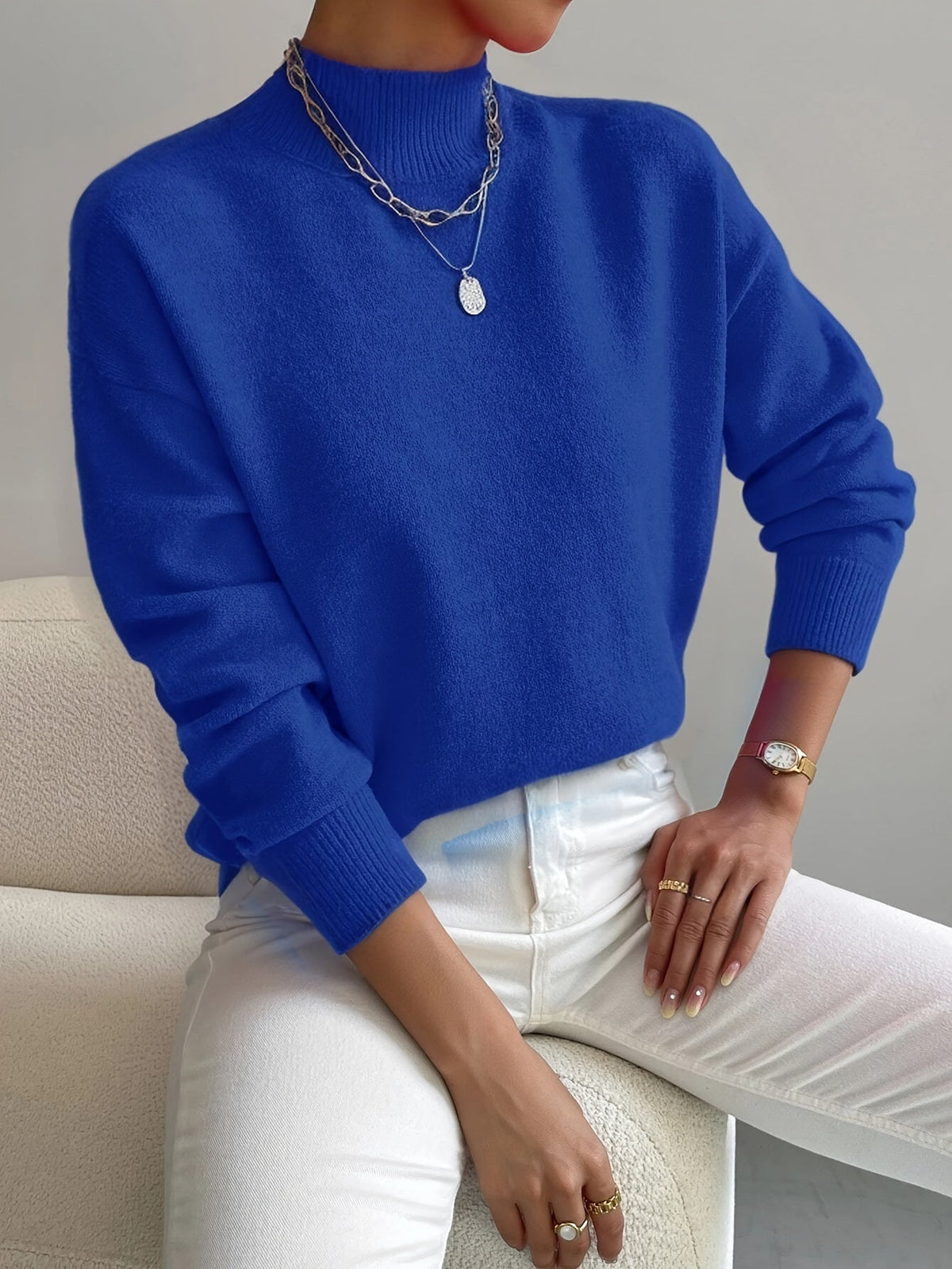 Cassia | Women's Mock Neck Pullover Sweater — Soft Knit Everyday Layer in 10 Colors | Westmere