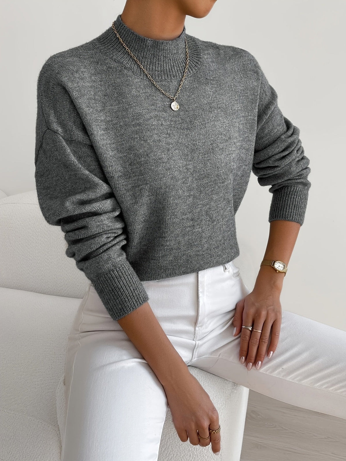Cassia | Women's Mock Neck Pullover Sweater — Soft Knit Everyday Layer in 10 Colors | Westmere