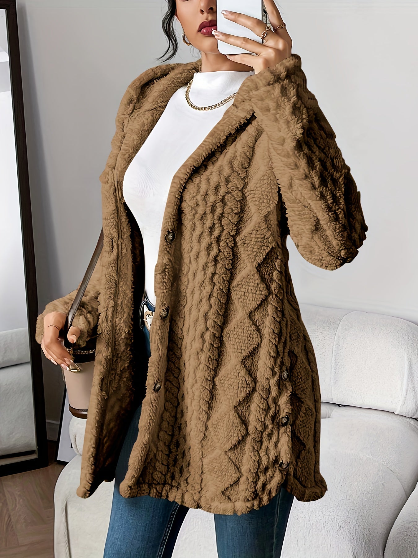 Women's Plush Hooded Cardigan, Ultra-Soft Layer | Roomy Hood, Relaxed Draped Everyday Fit | 8 Colorways | S–2XL