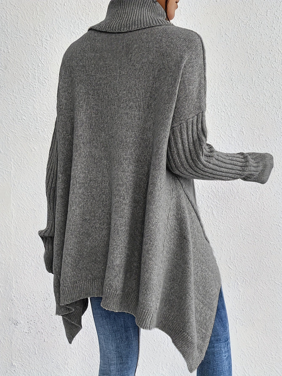 Celestia | Women's Oversized Turtleneck Sweater — Asymmetric Hem Knit Pullover in 5 Colors | Westmere